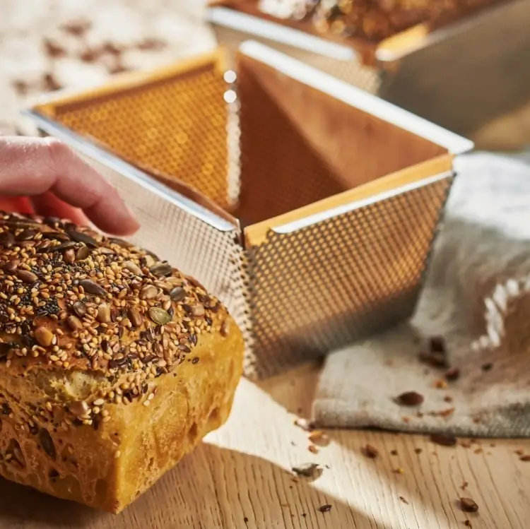 de Buyer Backform 2 tlg rechteckig perforiert mit Backfolie 15 cm Bild 2