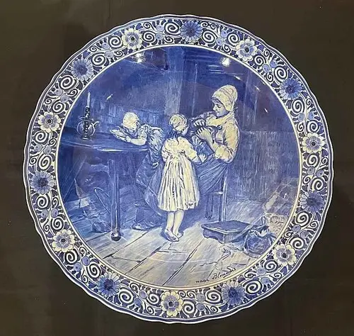 Wandteller Delfter Blauw Nähen der Puppe nach Blommen