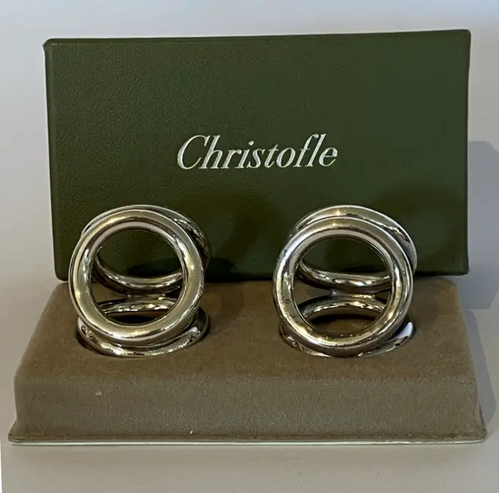 Christofle Vertigo Menukartenhalter versilbert 2 Stück Bild 2
