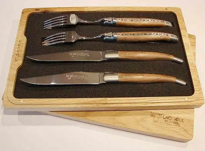 3701078001346 - Set 2 Steakmesser mit Gabeln Walnussholz