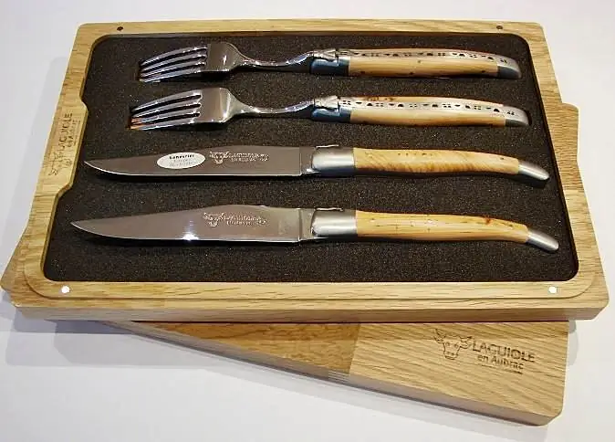 3760199285783 - Set 2 Steakmesser mit Gabeln Wacholderholz