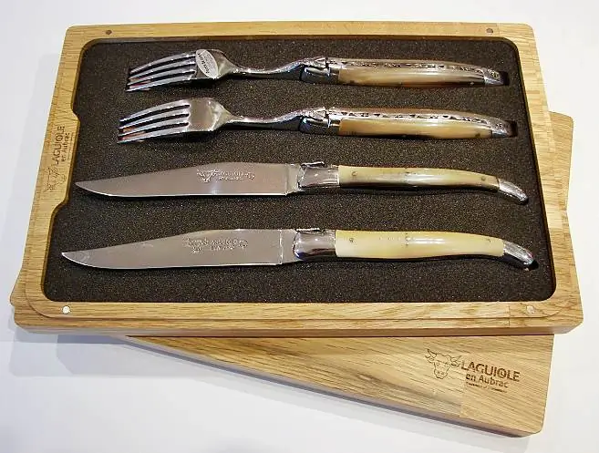 3760199288173 - Set 2 Steakmesser mit Gabeln Hornspitze