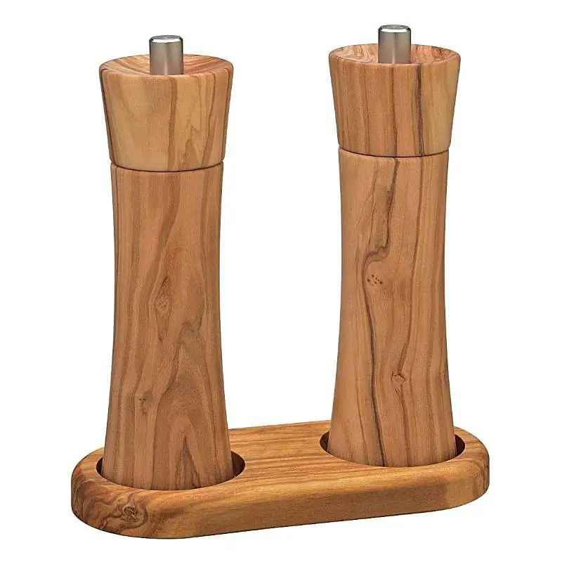 Mühlen-Set Pfeffermühle und Salzmühle Frankfurt olive 18 cm mit Untersetzer