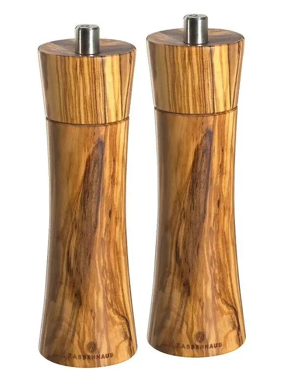 Zassenhaus Mühlen-Set Pfeffermühle und Salzmühle Frankfurt olive 18 cm mit Untersetzer Bild 2