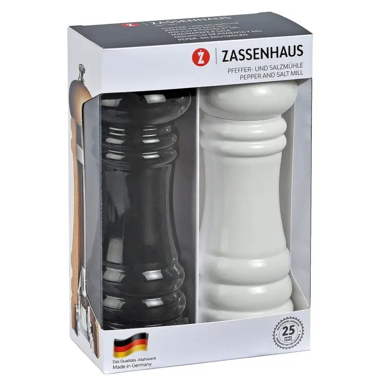 Zassenhaus Pfeffer- und Salzmühle Berlin Set 18 cm schwarz-weiss Bild 2