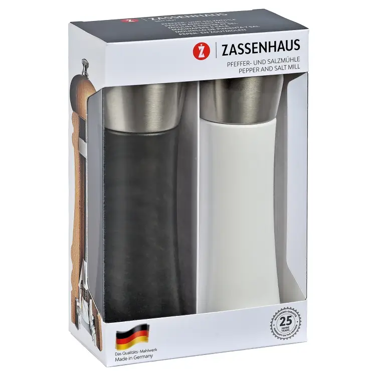Zassenhaus Pfeffer- und Salzmühle Augsburg Set 18 cm schwarz-weiss Bild 2