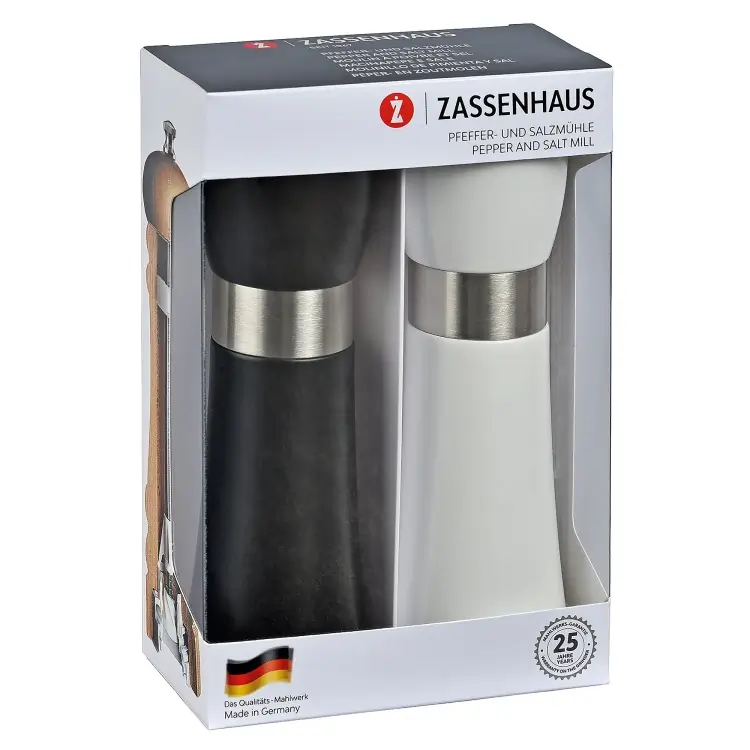 Zassenhaus Pfeffer- und Salzmühle Hamburg Set 18 cm schwarz-weiss Bild 2