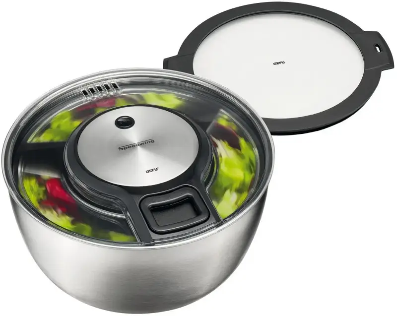 GEFU Salatschleuder Speedwing Edelstahl mit Frischhaltedeckel Bild
