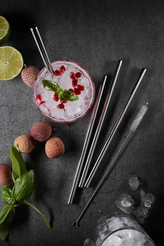 GEFU Edelstahltrinkhalm FUTURE 18 cm 4 Stück mit Bürste 12705 Bild