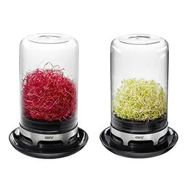 4006664189101 - Kräutertopf GEFU Bivita Pflanzgefäße Gr B H 128 cm x 184 cm schwarz (transparent schwarz silberfarben) Gewürzständer Pflanzgefäße Sprossenglas