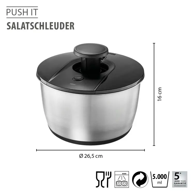 GEFU Salatschleuder push it Edelstahl 5 ltr Bild 2
