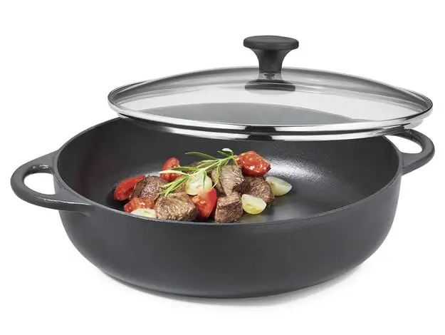 Gourmetpfanne mit flachem Glasdeckel 28cm schwarz Provence