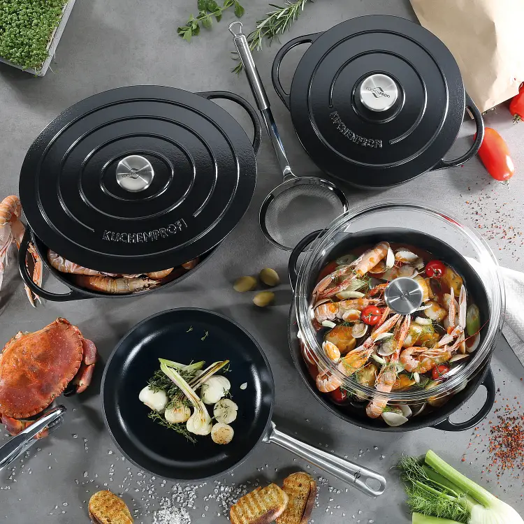 Küchenprofi Bratentopf Gusseisen rund 22cm schwarz Provence Bild 2