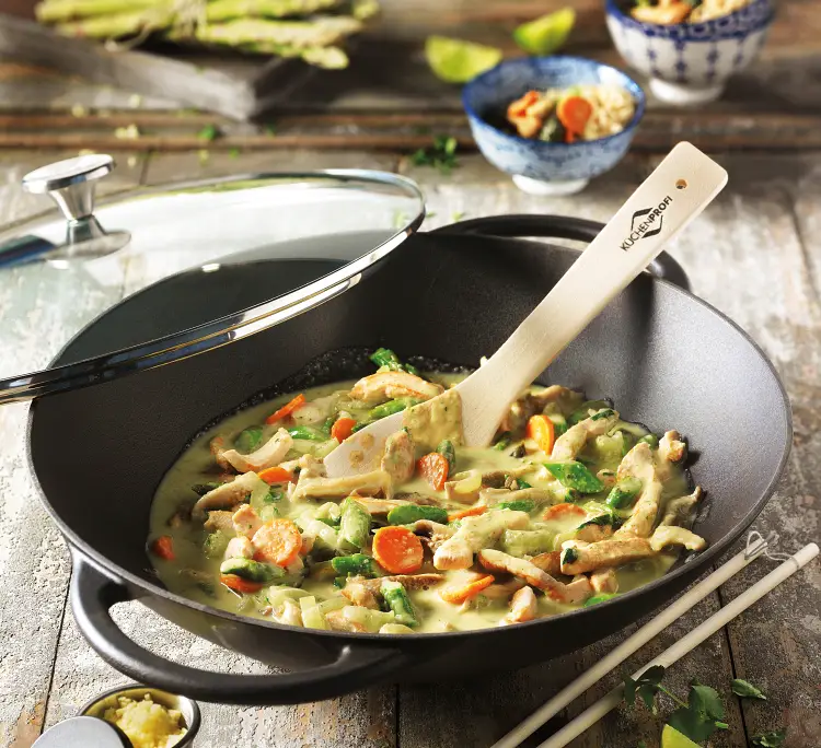Küchenprofi Wok Set mit Glasdeckel 30cm schwarz Bild 2