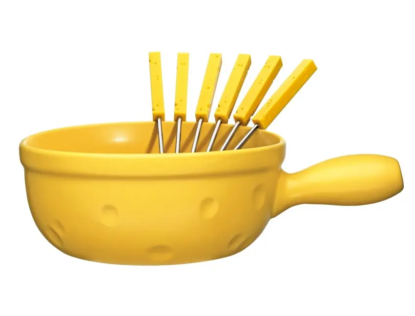 4052356002487 - Caquelon Käsefondue Cheese gelb mit Gabeln