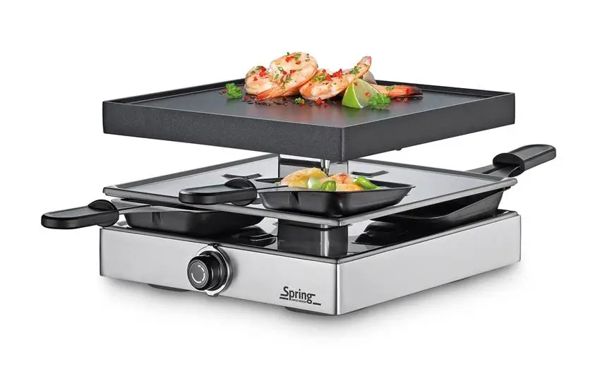Raclette 4 Personen Alugrillplatte silber