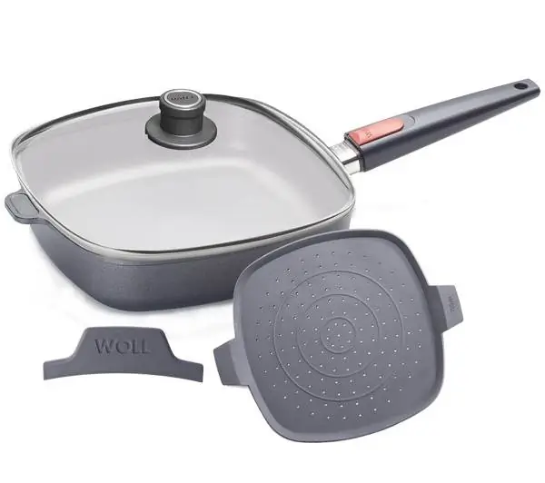 Schmorpfanne Aluguss Nowo Titanium Induction viereckig 28 cm mit Deckel und Griff