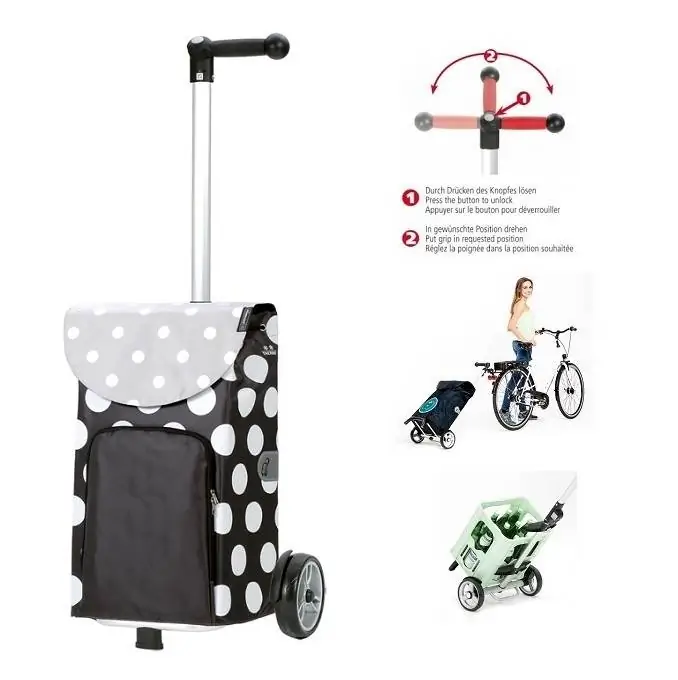 Unus Shopper Dots Einkaufstrolley 57cm grau