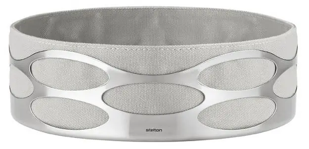 5709846014961 - - Embrace Brotkorb mit Tasche - edelstahl kalk hellgrau poliert Ø23cm