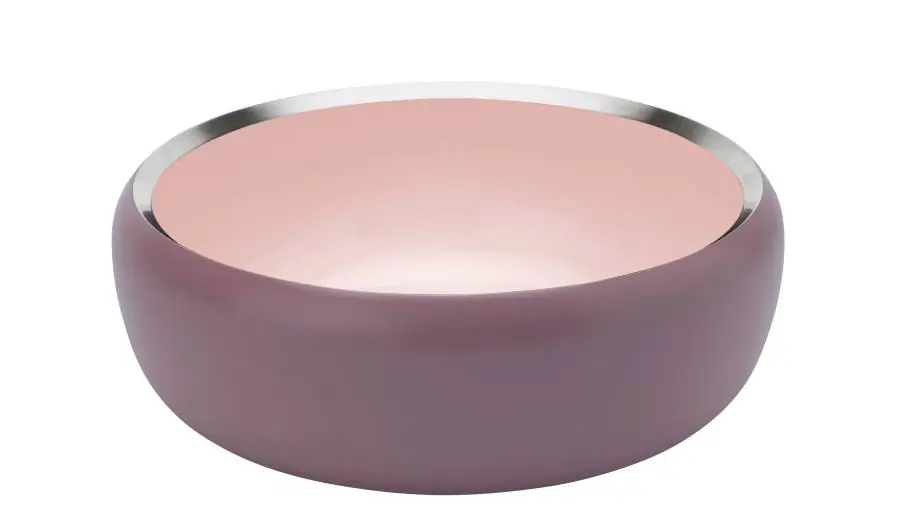 5709846026629 - - Ora Schale Ø22cm - staubrosa pulverbeschichtet innen puder H 8cm nicht spülmaschinenfest