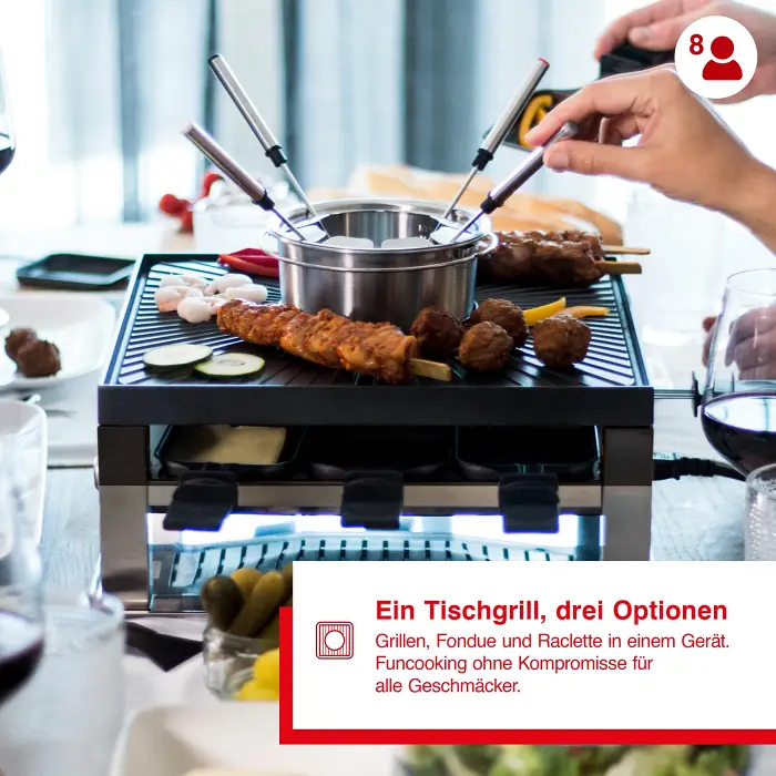 Solis Raclette Fondue Combi Grill 3in1 8 Personen Bild 2