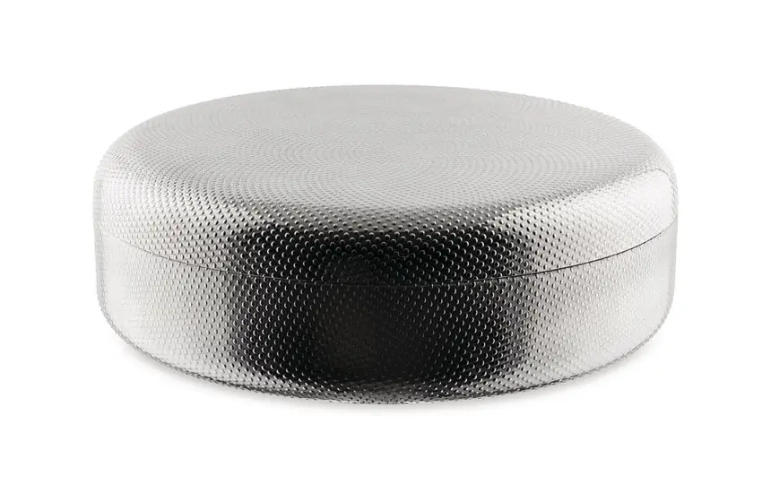 Alessi Dose aus Edelstahl 18/10 glänzend mit Reliefdekor 23 cm JM01/23 T Bild