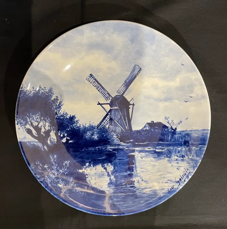 Royal Delft De Porceleyne Fles Wandteller Delfter Blauw Windmühle 24 cm Bild 2