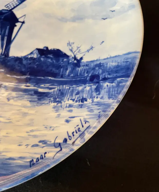 Royal Delft De Porceleyne Fles Wandteller Delfter Blauw Windmühle 24 cm Bild 2